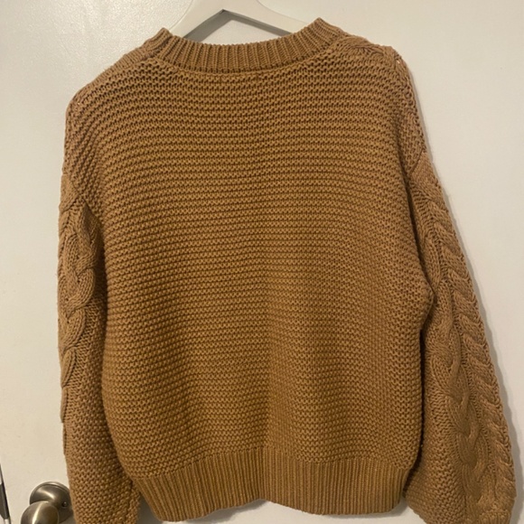 DEX caramel brown cable knit 100% cotton relaxed-fit sweater - Picture 3 of 3